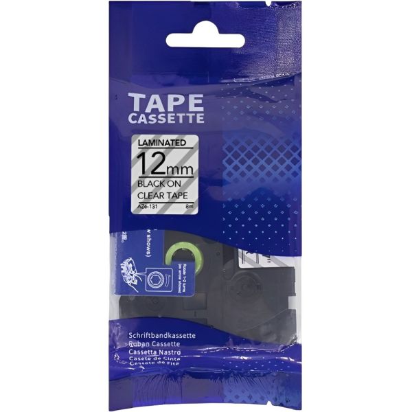 Cinta para Rotuladora Electrónica Quanta AZE-131 12 mm - Negro/Transparente