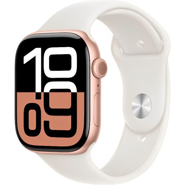 Apple Watch S10 caja de aluminio en rose y correa banda deportivo en color light blush 46 mm S/M MWWT3LW/A