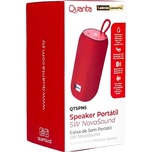 Speaker Portátil Quanta QTSPN5 Bluetooth - Rojo