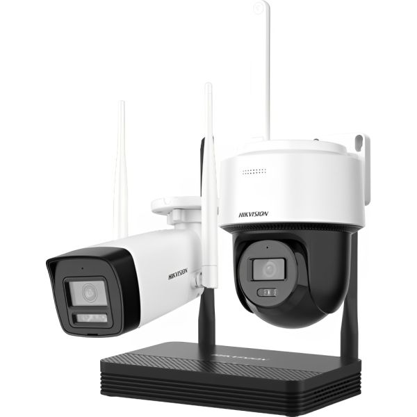 Kit CCTV de Vigilancia NVS Hikvision NKS422W03H 4 CH + 2 Cámaras Wifi - Blanco/Negro