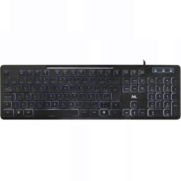 Teclado Mtek KB-7269L-ESP LED USB - Negro (Español)