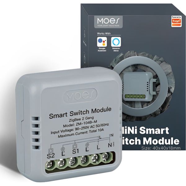 Interruptor de Luz Inteligente Moes ZM-104B-M ZigBee 2 Gang