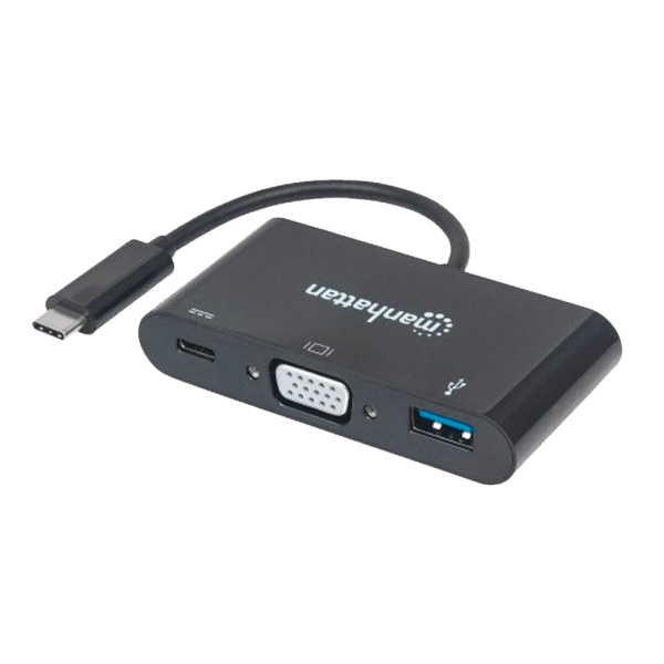 Convertidor Docking Manhattan USB Tipo-C y VGA HD/FHD/60 HZ - Negro