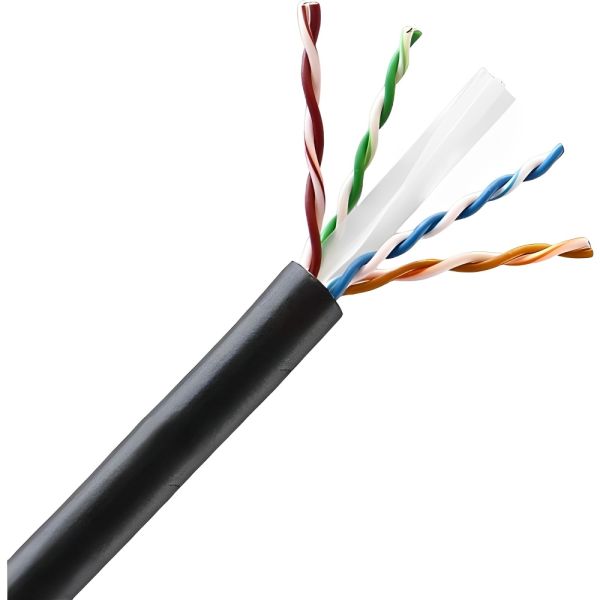 Cable de Red UTP Norphel CAT6 4 x 23 AWG 100% Cobre Bobina Cubierta Bobina Simple Exterior - Negro 500 metros