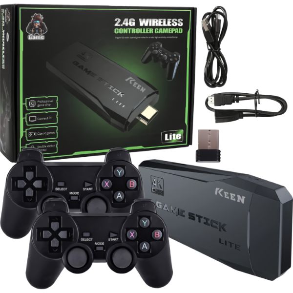 Consola Keen Game Stick Lite 4K Ultra HD con 2 Controles - Negro