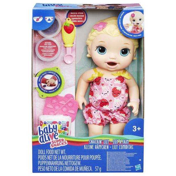 Muñeca Baby Alive Super Snacks Snackin' Lily (Rubia) Hasbro C2697