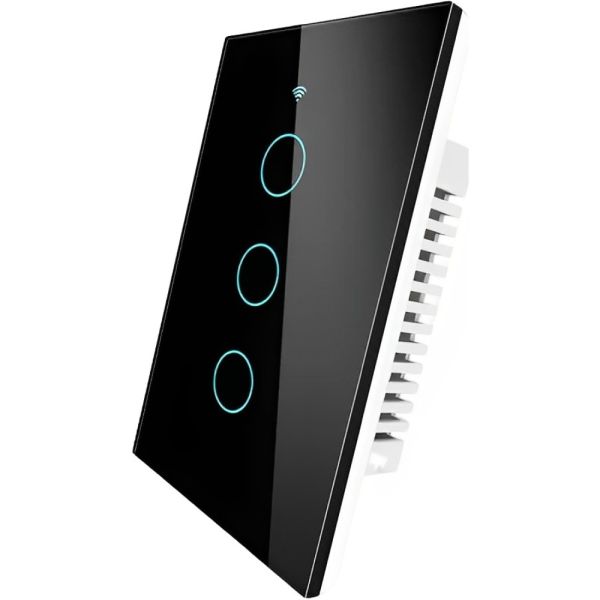 Interruptor de Luz Inteligente Moes WRS-US3 Wifi 3 Botones - Negro