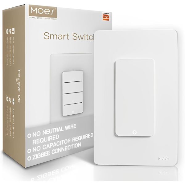 Interruptor de Luz Inteligente Moes ZS-B-US1 ZigBee Wifi 1 Botón - Blanco