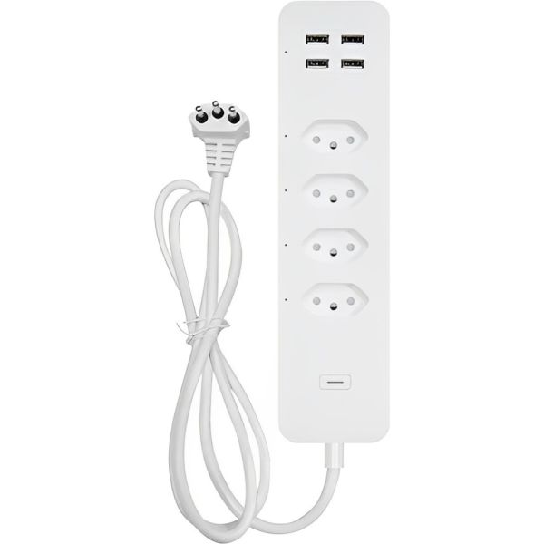 Filtro de Energía Moes WPS-X-BR10-TC 4 Tomadas + 4 USB - Blanco