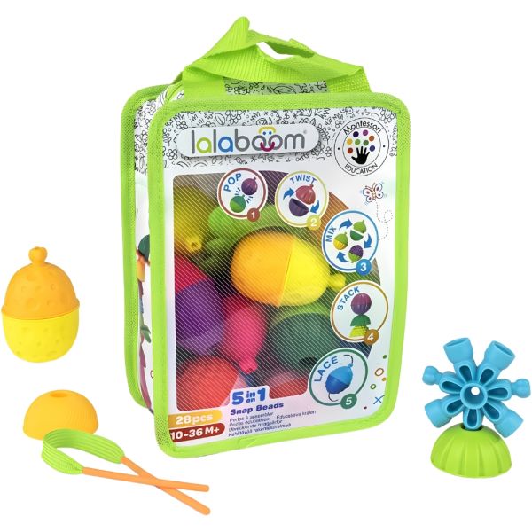 Cuentas Educativas para Bebé Lalaboom BL230 5 en 1 en Bolsa - 28 piezas