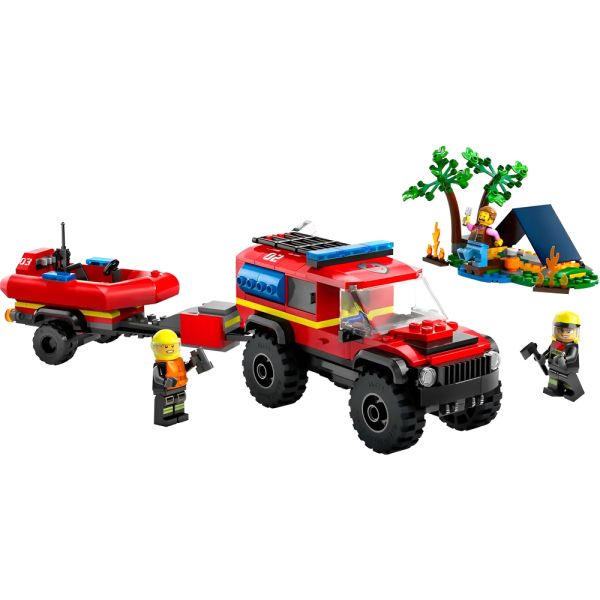 Camioneta de Bomberos 4X4 con Barco de Rescate LEGO City 60412 - 301 piezas