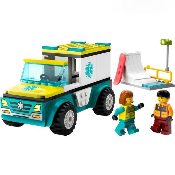 Ambulancia de Emergencias y Chico con Snowboard LEGO City Great Vehicles 60403 - 79 piezas