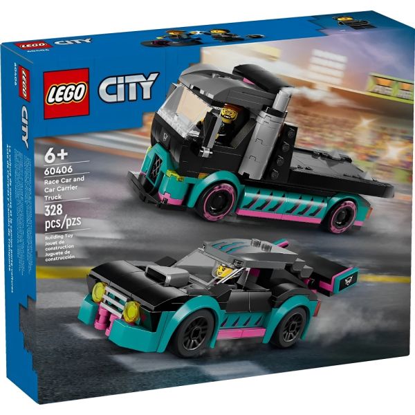 Coche de Carreras y Camión de Transporte LEGO City Great Vehicles 60406 - 328 piezas