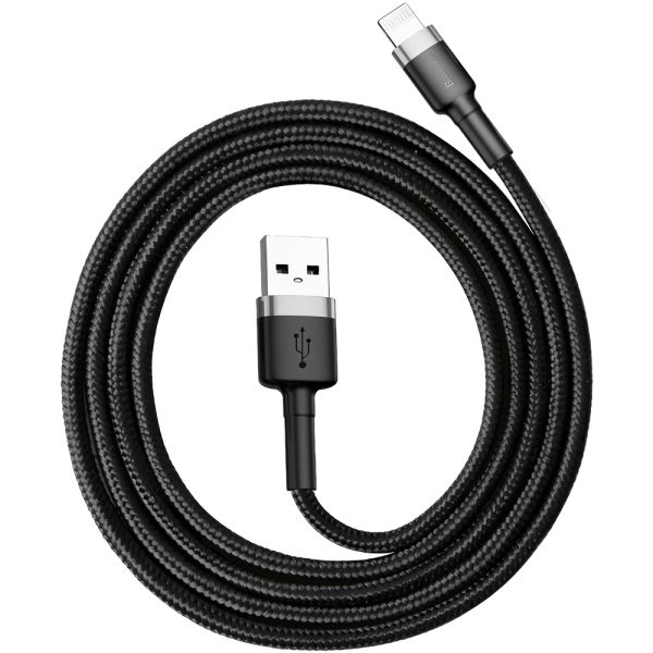 Cable USB-A a Ligthning Baseus Cafule - Negro 50 cm (CALKLF-AG1)