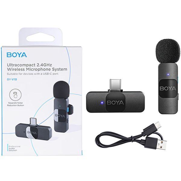 Micrófono Inalámbrico Boya BY-V10 (1TX+1RX) USB-C - Negro