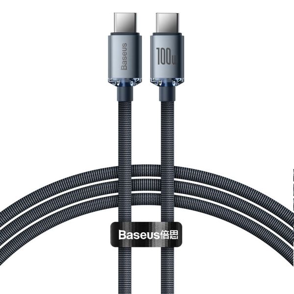 Cable USB-C a USB-C Baseus CAJY000601 Crystal Shine 100 W - Black 1.2 metros
