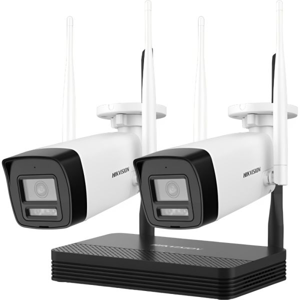 Kit CCTV de Vigilancia NVR Hikvision NKS422W0H 4 CH + 2 Cámaras Wifi - Blanco/Negro