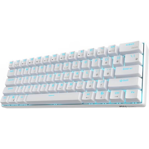 Teclado Mecánico Royal Kludge RK61 60% RGB Táctil Wireless Switch Brown - White