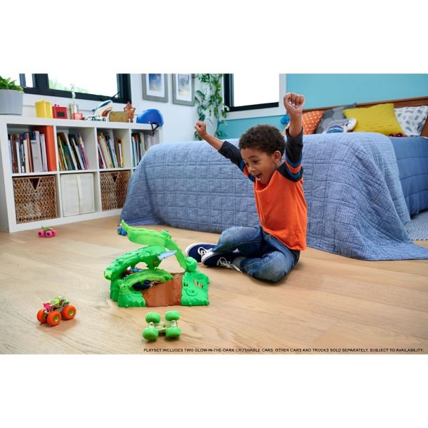 Pista y Vehículo de Juguete Mattel Hot Wheels Monster Trucks Arena Smashers Glown In The Dark (HPN72) - Surtido