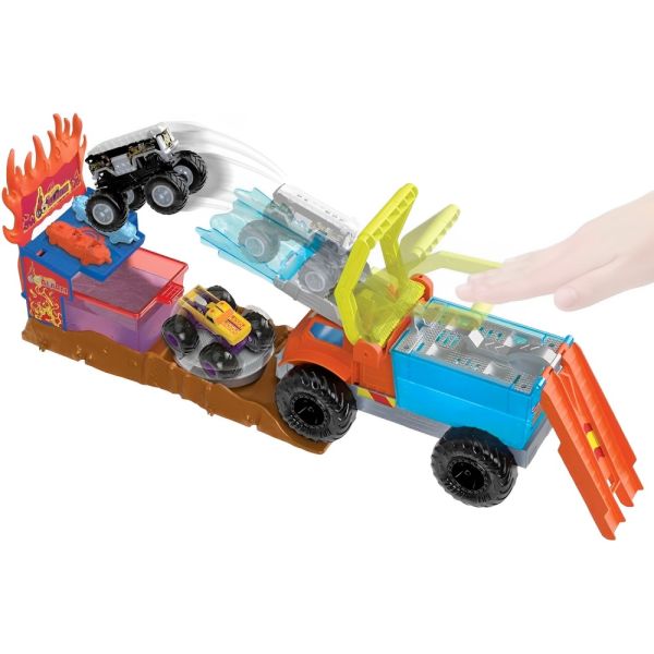 Pista y Vehículo de Juguete Mattel Hot Wheels Monster Trucks Arena Smashers Color Shifters (HPN73) - Surtido