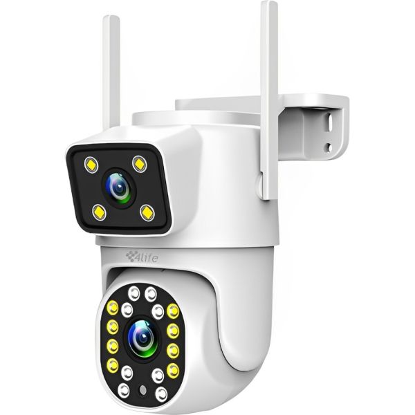 Cámara de Vigilancia IP 4Life Dualvue Smart 2X 4MP 2.5K Wifi Externo - Blanco/Negro