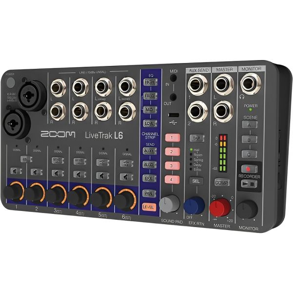 Mezclador y Grabador Digital Zoom LiveTrak L-6 10 canales - Negro