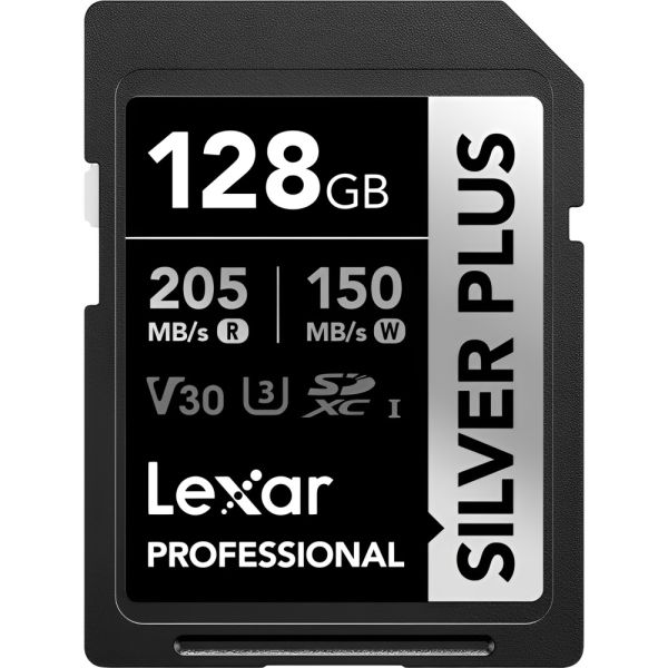 Memoria SD Lexar Profesional Silver Plus 205-150 MB/s C10 U3 V30 UHS-I 128 GB - (LSDSIPL128G-BNNNG)