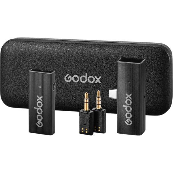 Sistema de Micrófono Godox 2TX+1RX Inalámbrico USB-C para Cámara - Negro