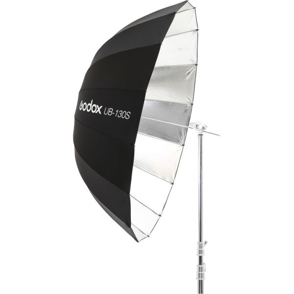 Sombrilla de Estudio Fotográfico Godox UB-130S - Negro/Plata 130cm