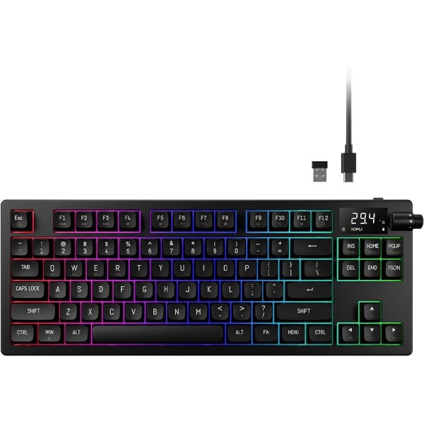 Teclado Gamer Mecánico Gamdias Hermes M7 Hybrid 75% RGB Inalámbrico Switch Red - Black (Inglés)