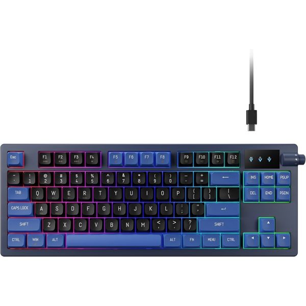 Teclado Gamer Mecánico Gamdias Hermes E7 75% RGB USB-C Switch Red - Black/Blue (Inglés)